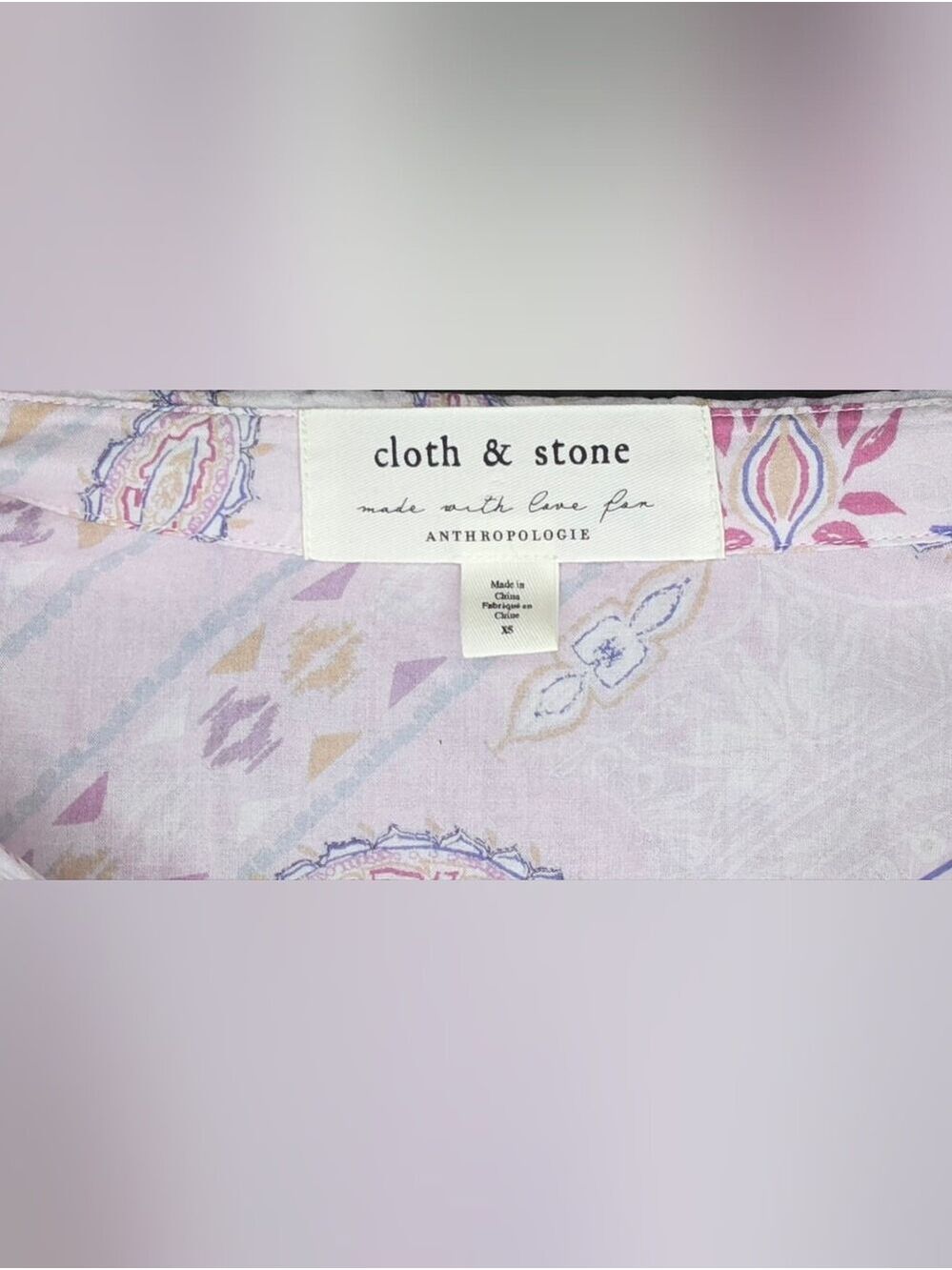 Cloth & Stone for Anthropologie Purple Paisley Tavari  Button Down Shirt - Picture 11 of 14
